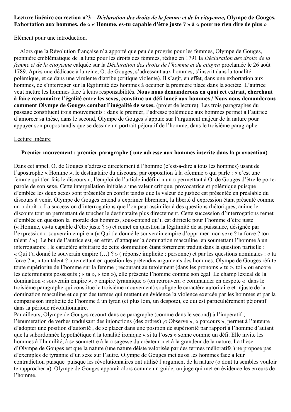 Prévisualisation du document Olympe de Gouges lecture linéaire 3 exhortation aux hommes