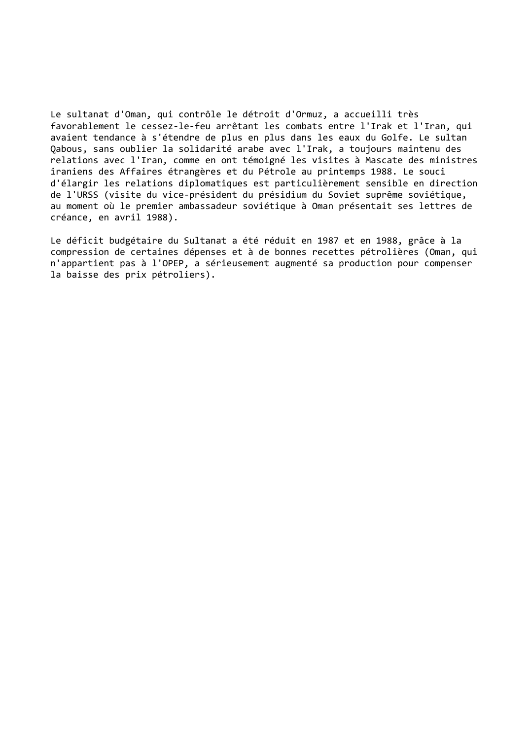 Prévisualisation du document Oman (1988-1989)