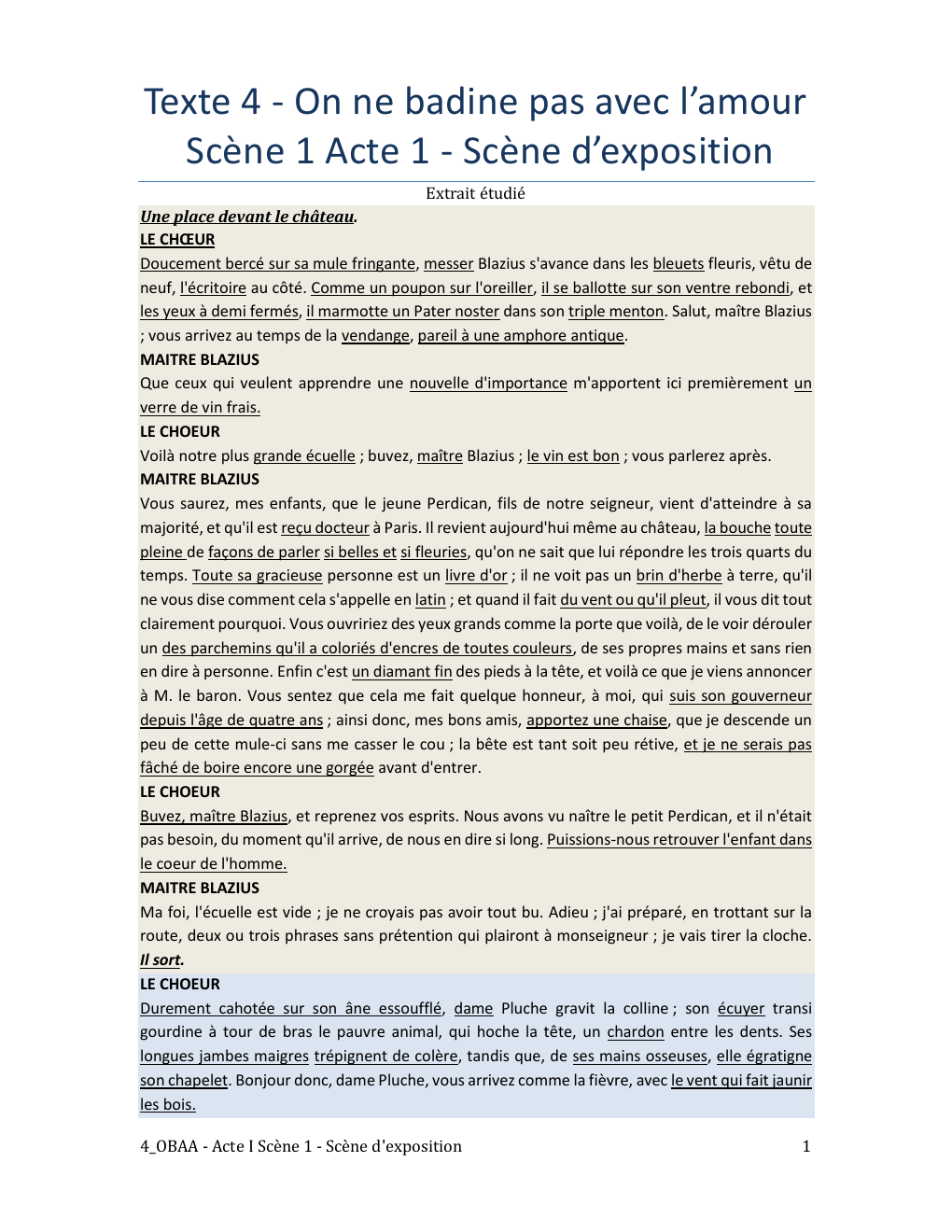 Prévisualisation du document On ne badine pas avec l’amour  Scène 1 Acte 1 - Scène d’exposition