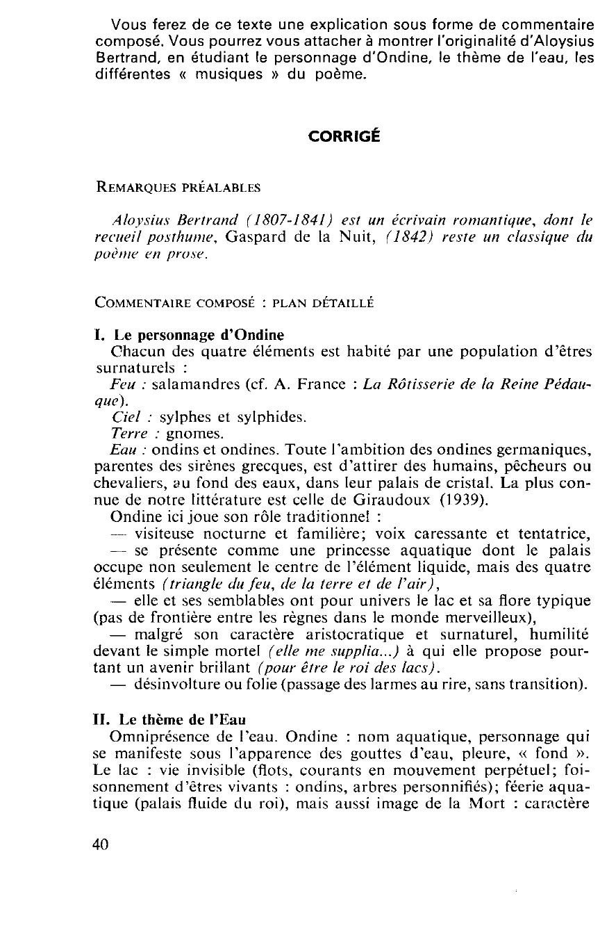 Prévisualisation du document ONDINE d'Aloysius BERTRAND, Gaspard de la Nuit. Commentaire composé