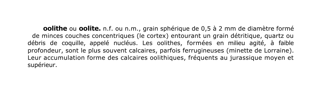 Prévisualisation du document oolithe ou oolite.