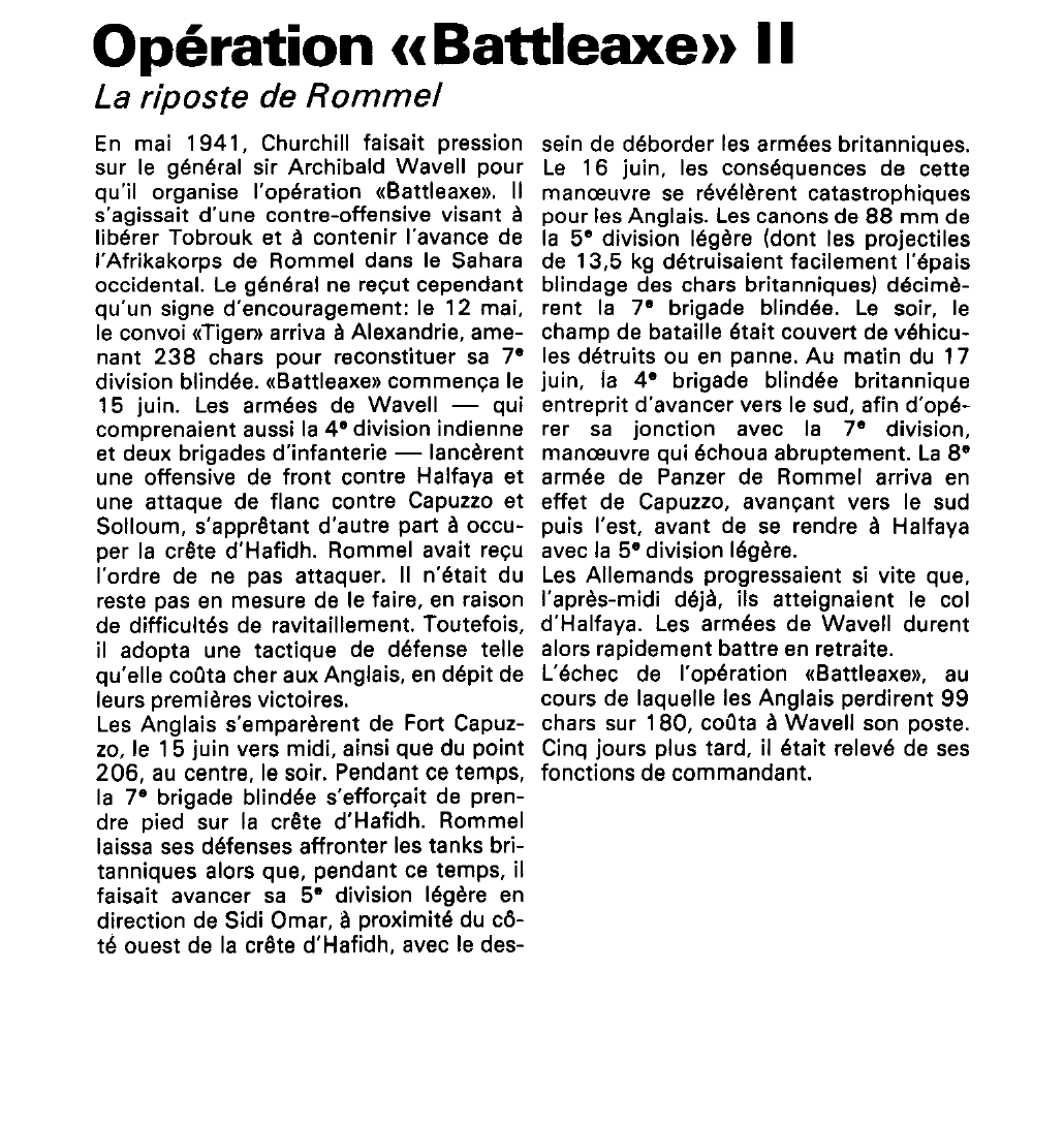 Prévisualisation du document Opération «Battleaxe» (seconde guerre mondiale).