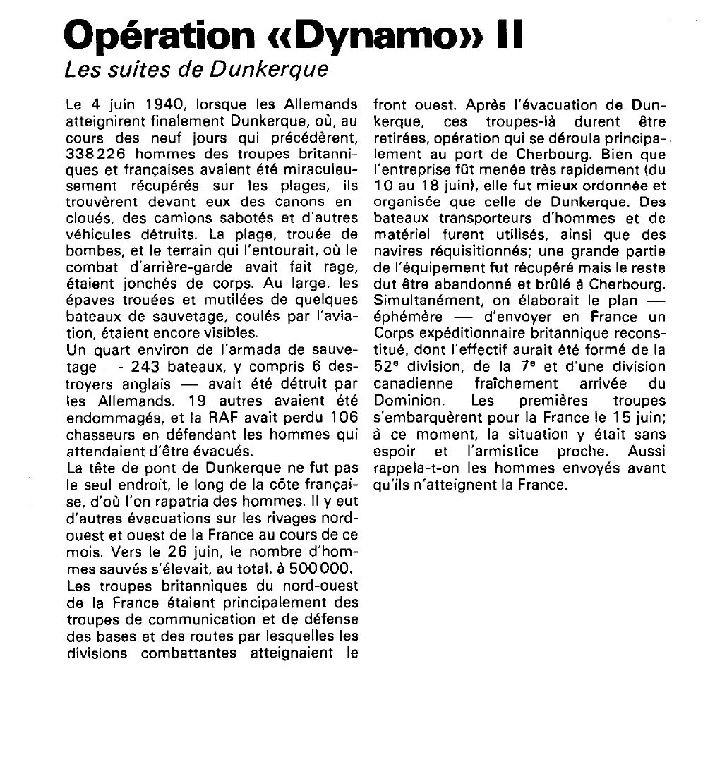 Prévisualisation du document Opération «Dynamo» (seconde guerre mondiale).