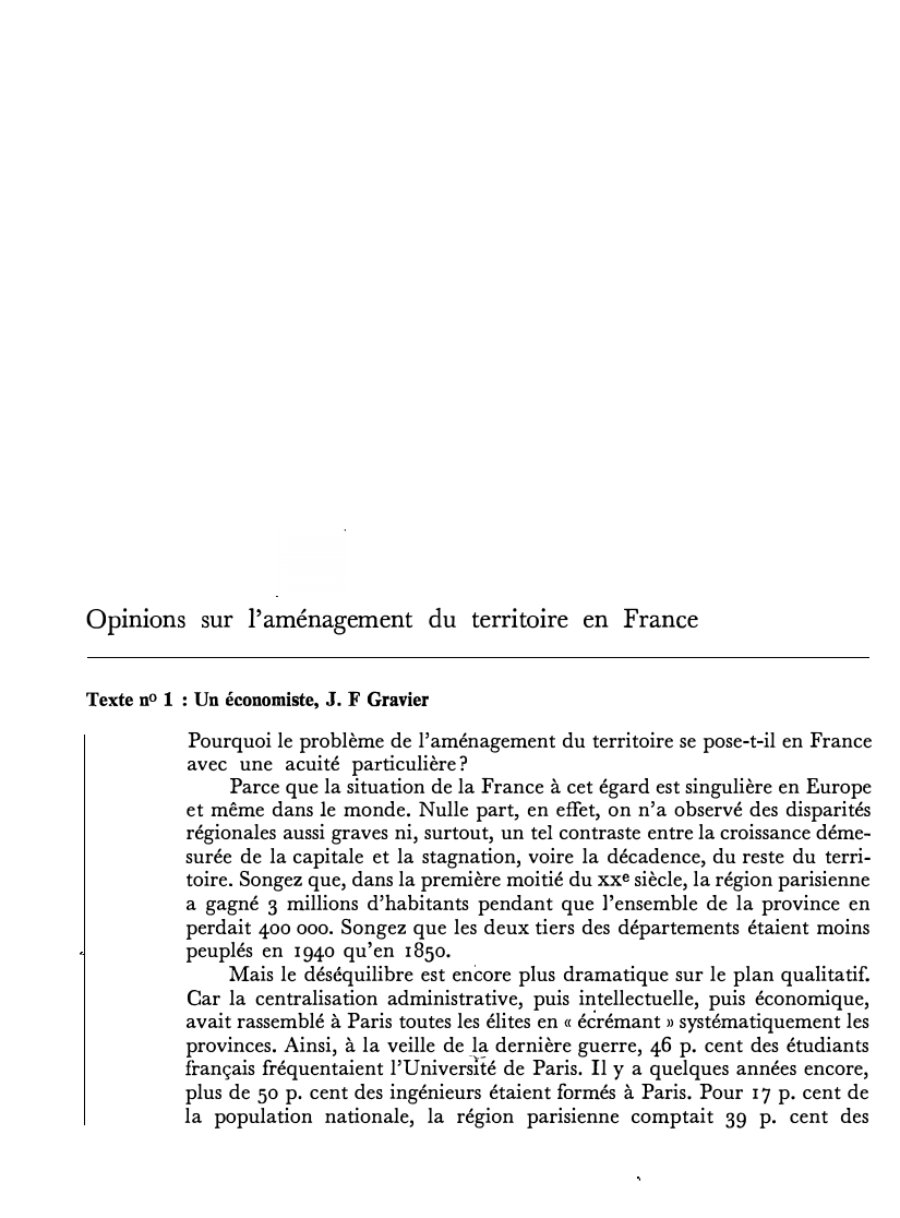 Prévisualisation du document Opinions sur l'aménagement du territoire en France
