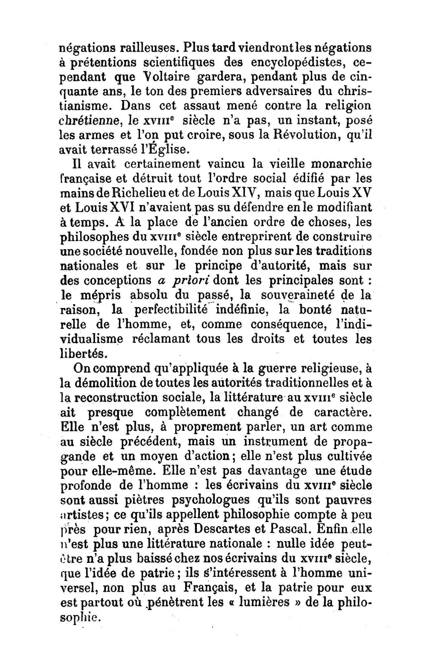 Prévisualisation du document Opposition d'esprit entre le XVIIe et le XVIIIe siècle et conséquences littéraires de cette opposition. - Les salons au XVIIIe siècle : la duchesse du Maine, la marquise de Lambert, Mme de Tencin, Mme Geoffrin, Mme de Deffand, Mme de Lespinasse, Mme Necker. - Les trois périodes du développement de la littérature. - Les précurseurs du XVIIIe siècle : Pierre Bayle et Fontenelle. - Les continuateurs de l'esprit classique : Daguesseau et Rollin.