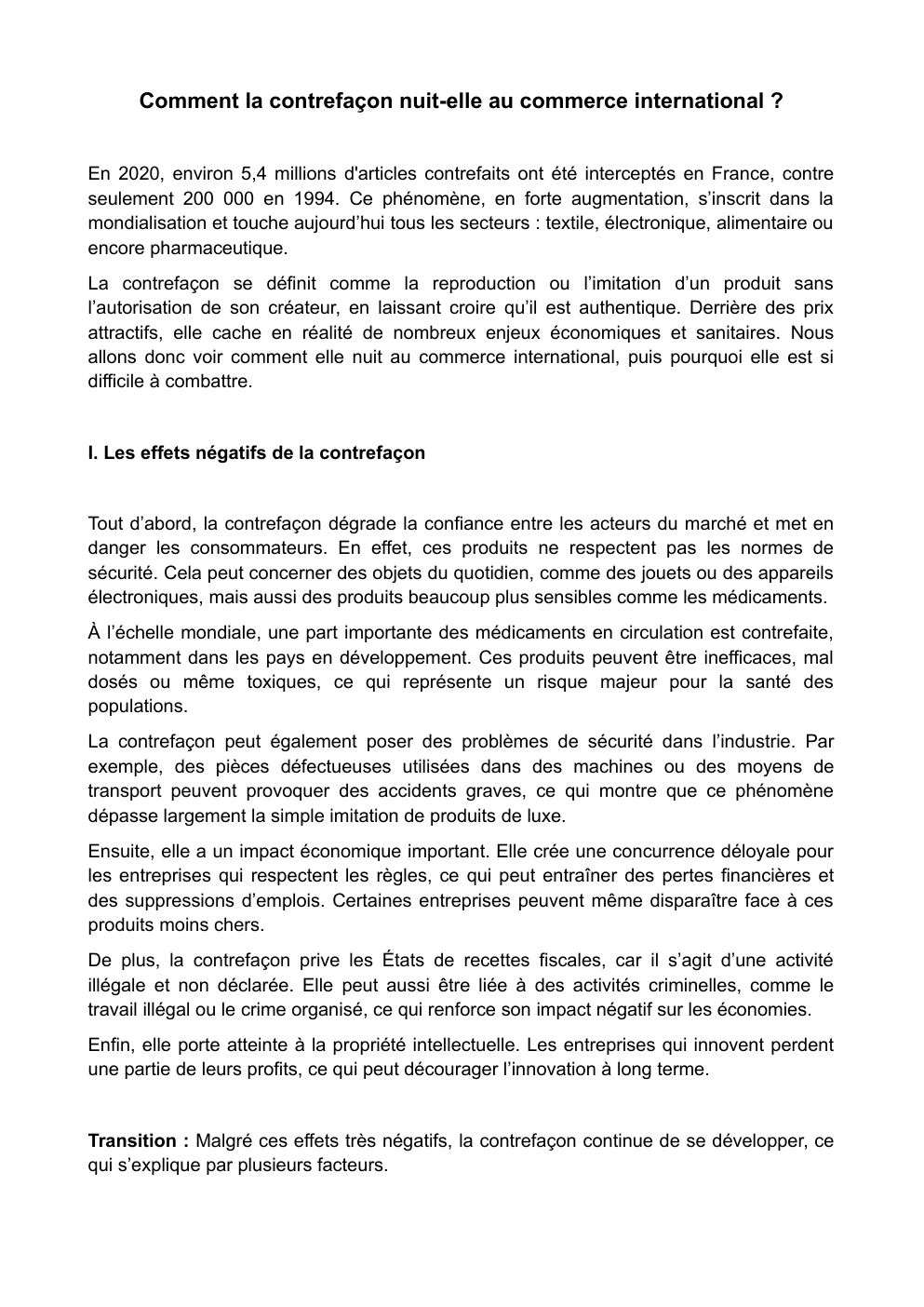 Prévisualisation du document oral 5 minutes sur la contrefaçon
