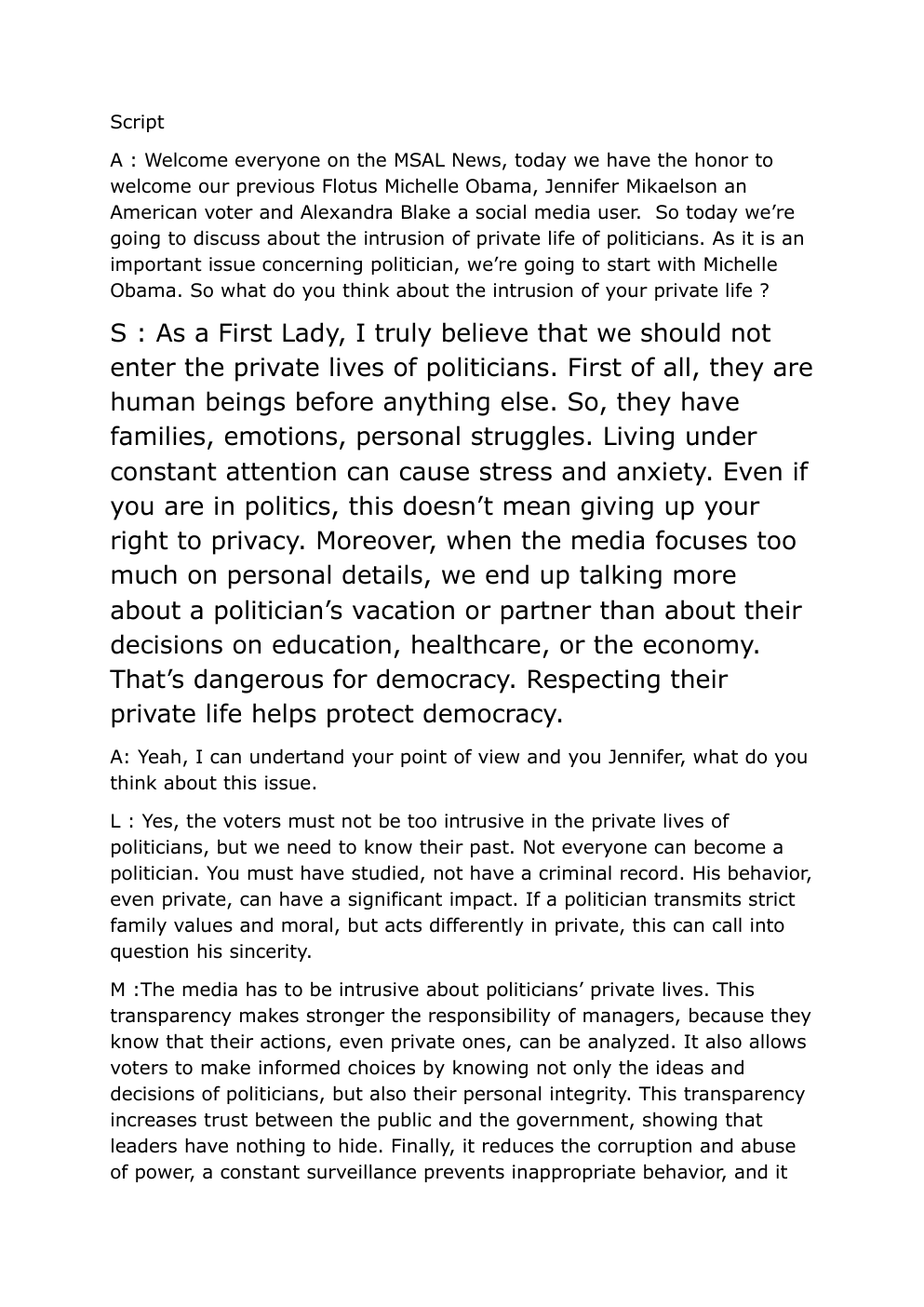 Prévisualisation du document Oral anglais