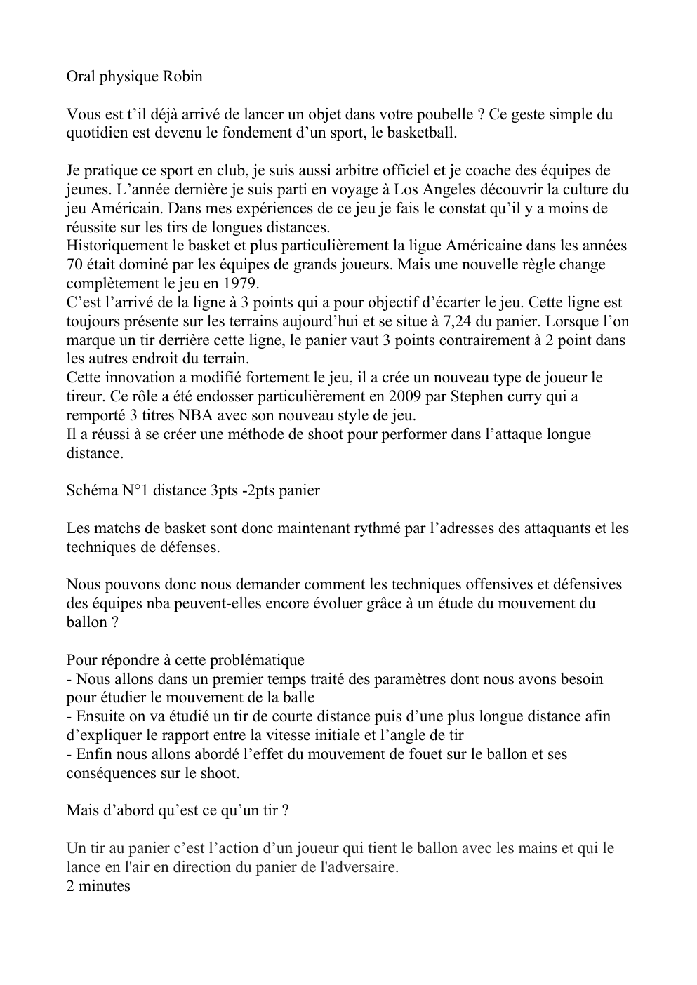 Prévisualisation du document oral bac basket