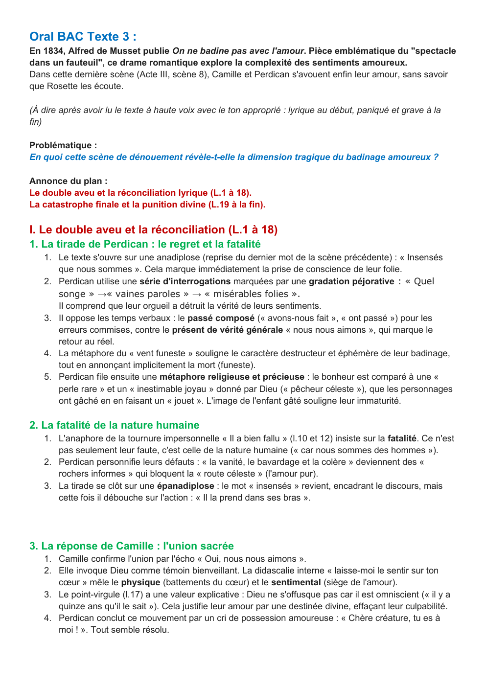 Prévisualisation du document Oral BAC On ne Badine pas avec l'amour Alfred Musset