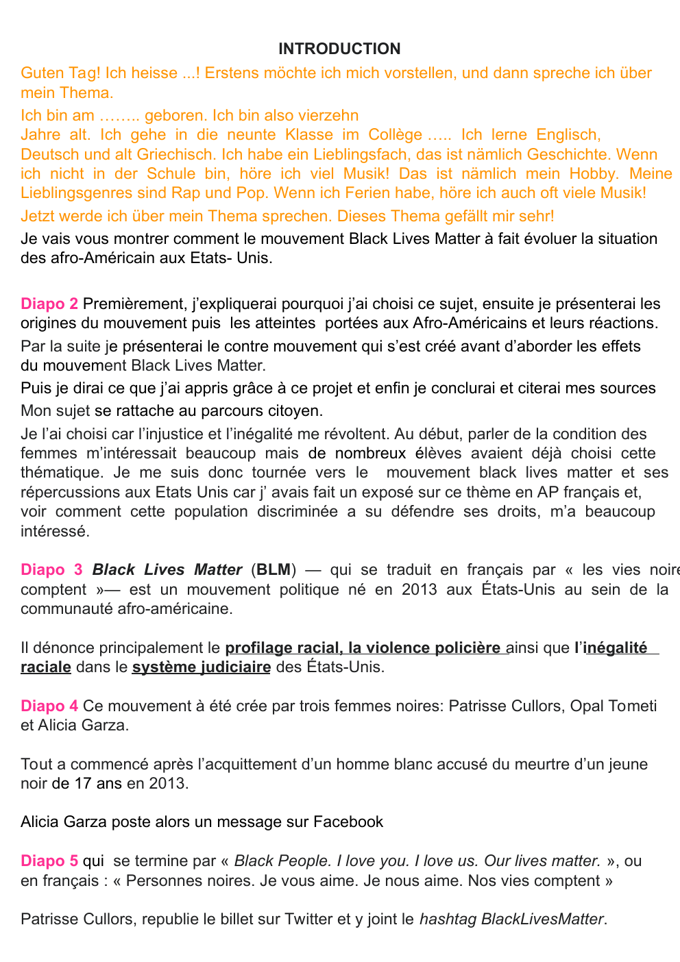 Prévisualisation du document oral brevet black lives matter