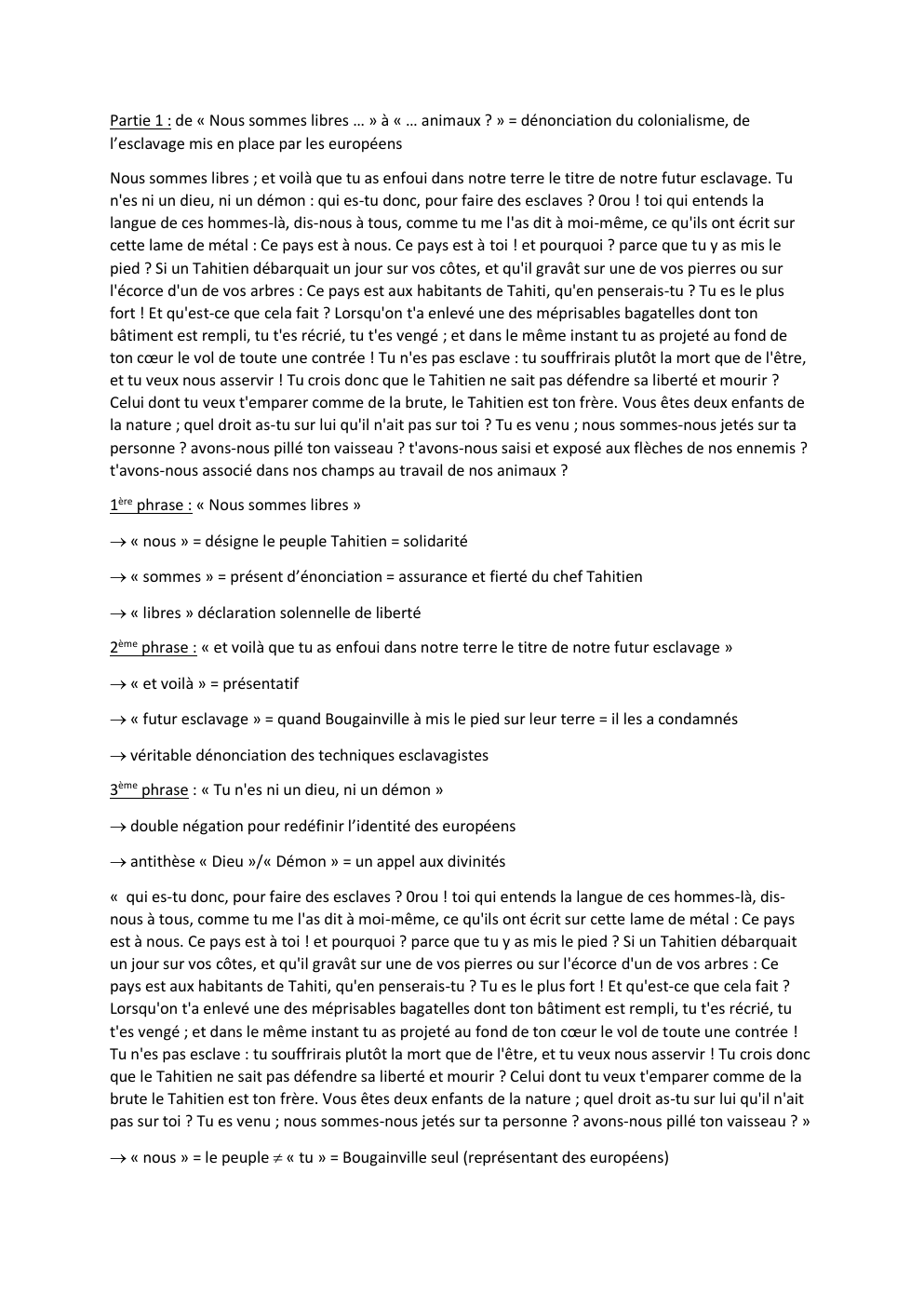 Prévisualisation du document Oral de bac de français ; Lecture Linéaire : Diderot, Supplément au voyage de Bougainville.