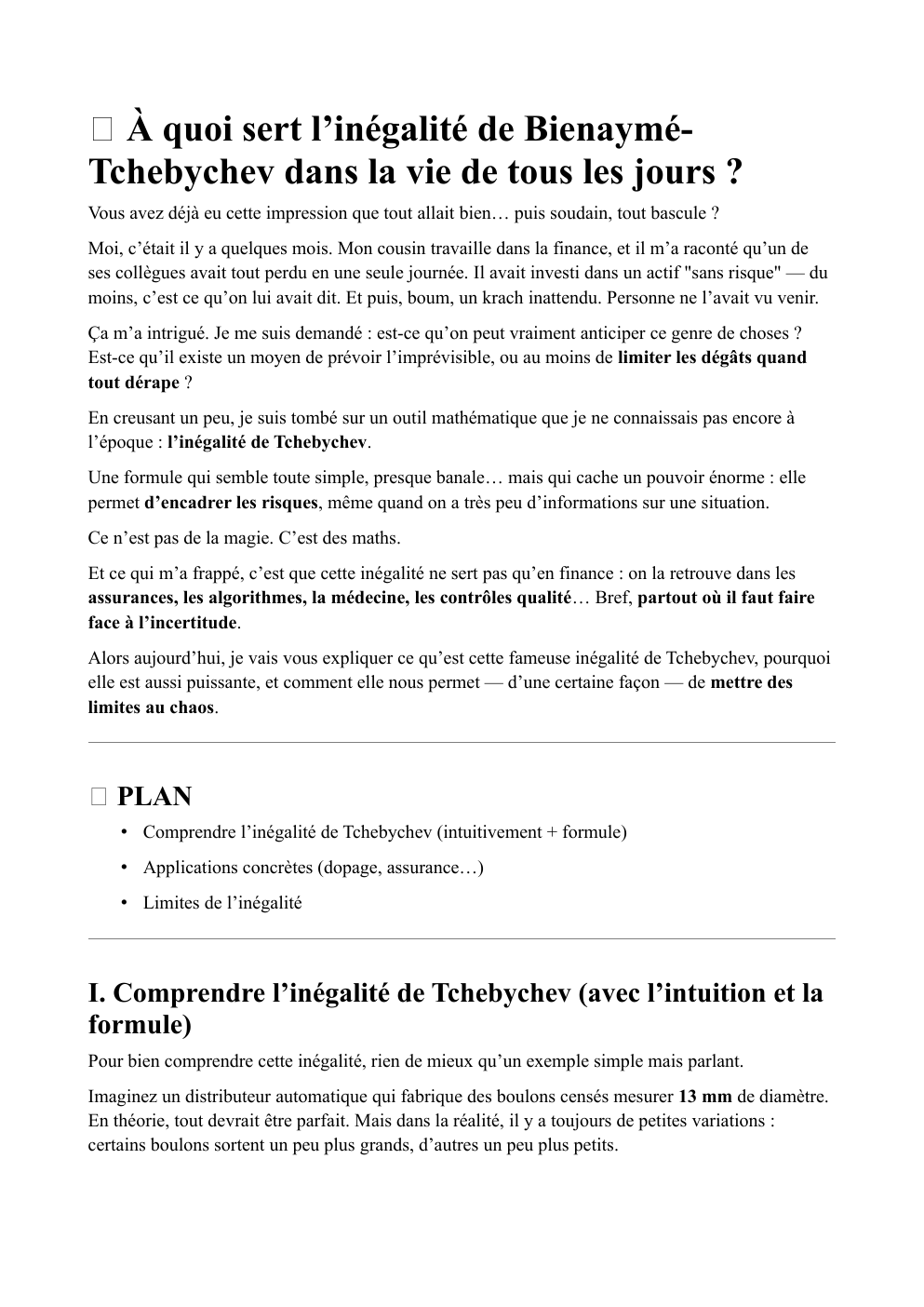 Prévisualisation du document oral de math 🎯 À quoi sert l’inégalité de BienayméTchebychev dans la vie de tous les jours ?