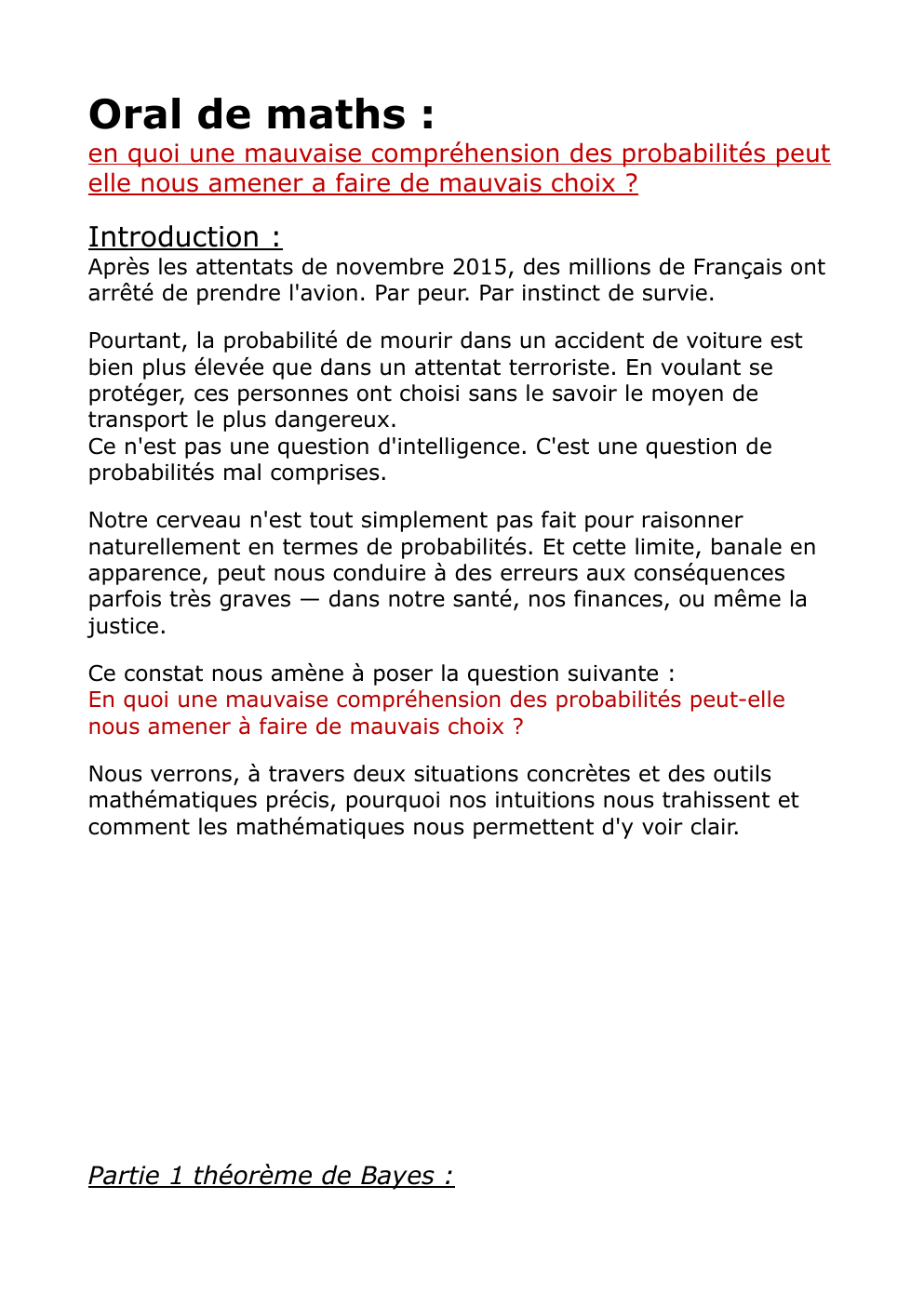 Prévisualisation du document Oral de maths :  en quoi une mauvaise compréhension des probabilités peut elle nous amener a faire de mauvais choix ?
