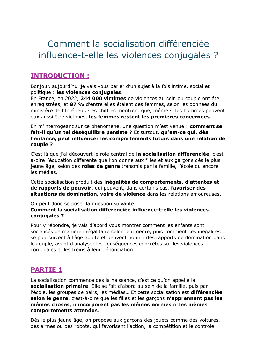 Prévisualisation du document Oral d'SES sur les violences conjugales