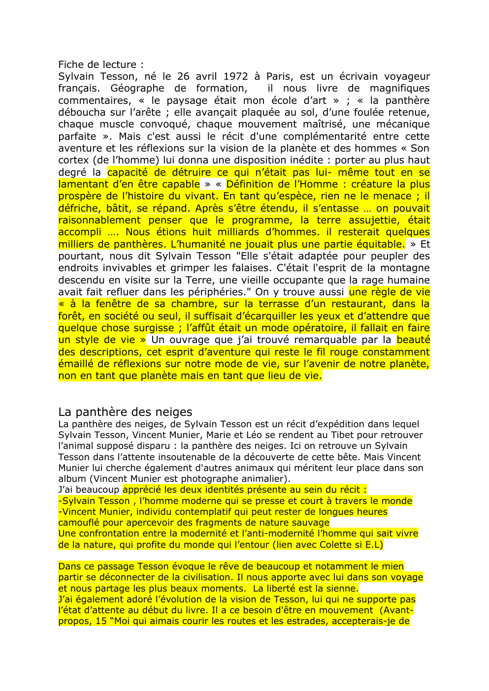 Prévisualisation du document oral_francais_oral_francais: La panthère des neiges, de Sylvain Tesson