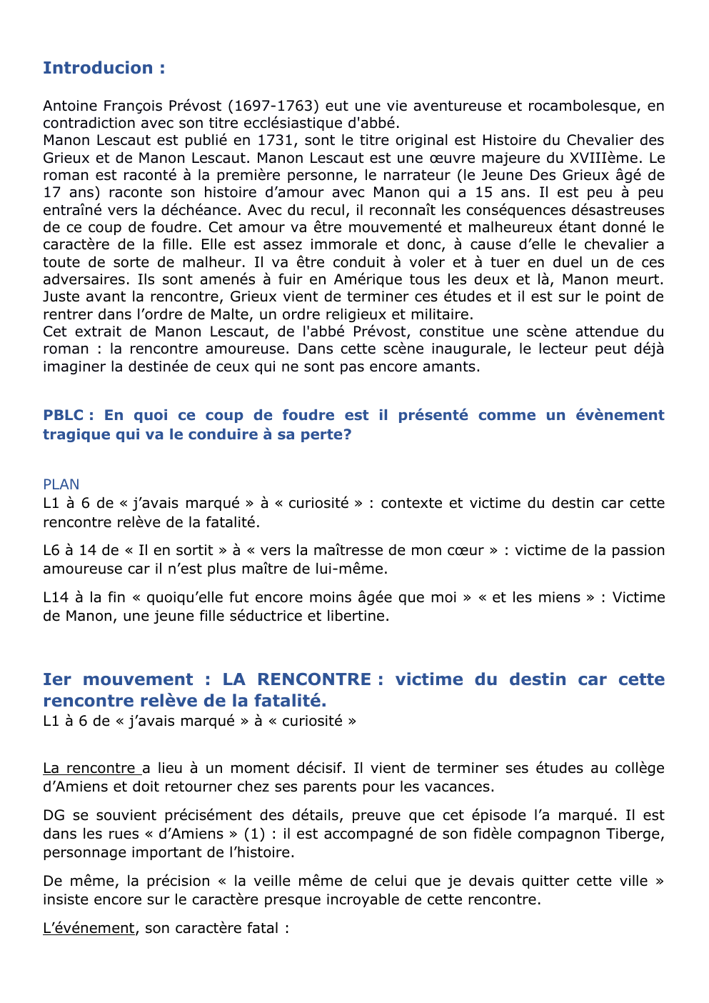 Prévisualisation du document oral Manon Lescaut la rencontre