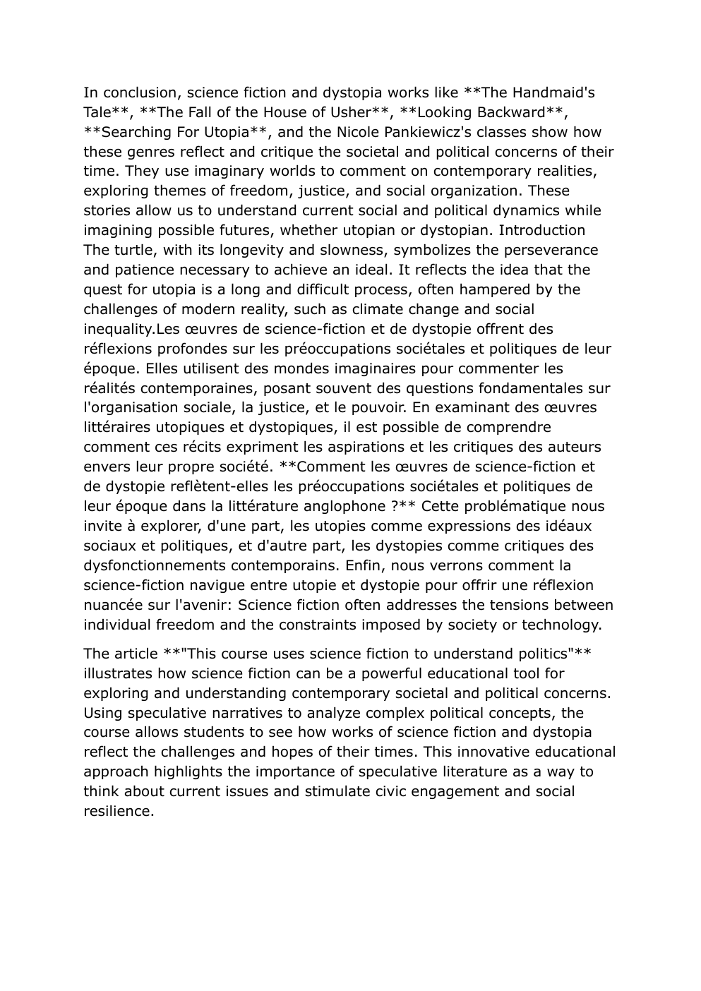 Prévisualisation du document oral portfolio how do science fiction and dystopian works reflects the societal and political concerns of their era in literature