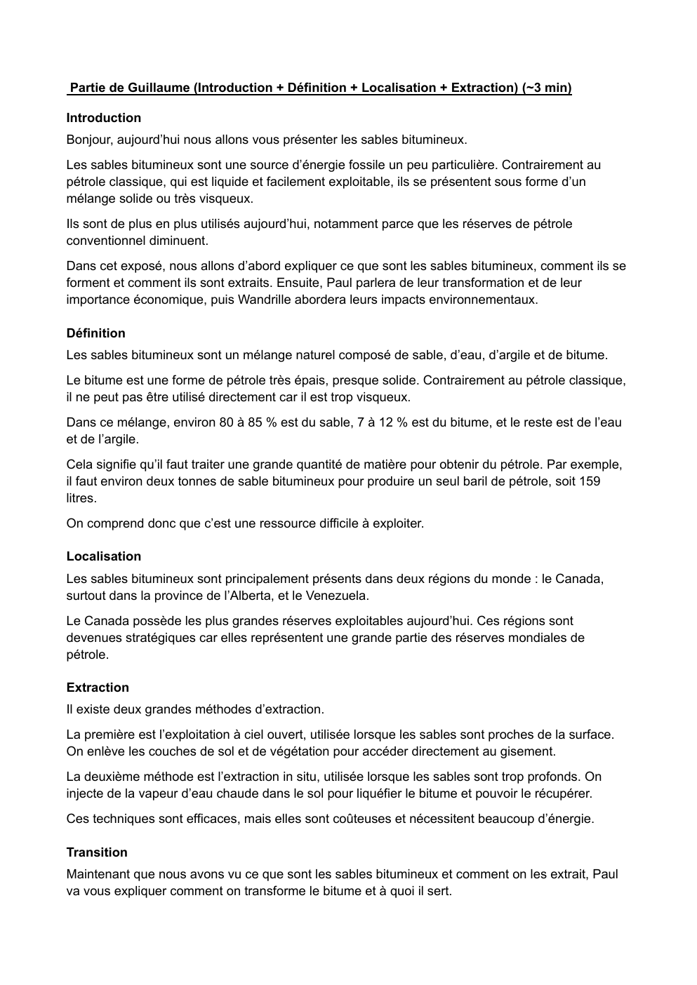 Prévisualisation du document oral sable bitumineux