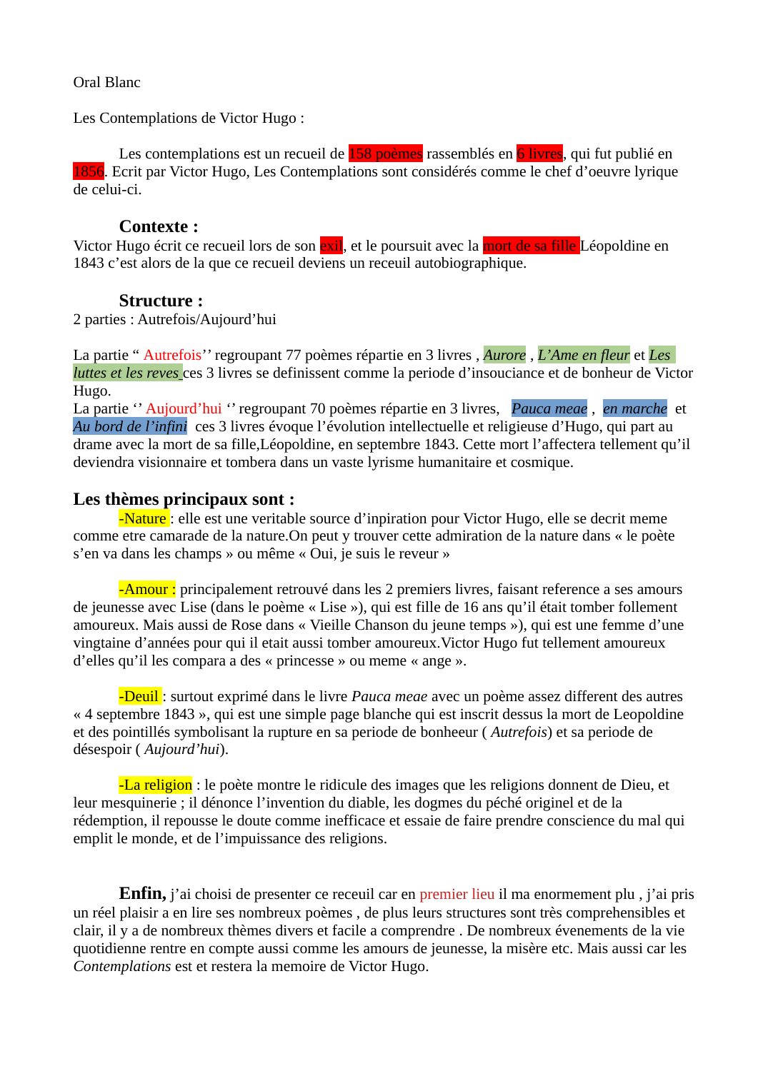 Prévisualisation du document Oral sur les Contemplations de Victor Hugo
