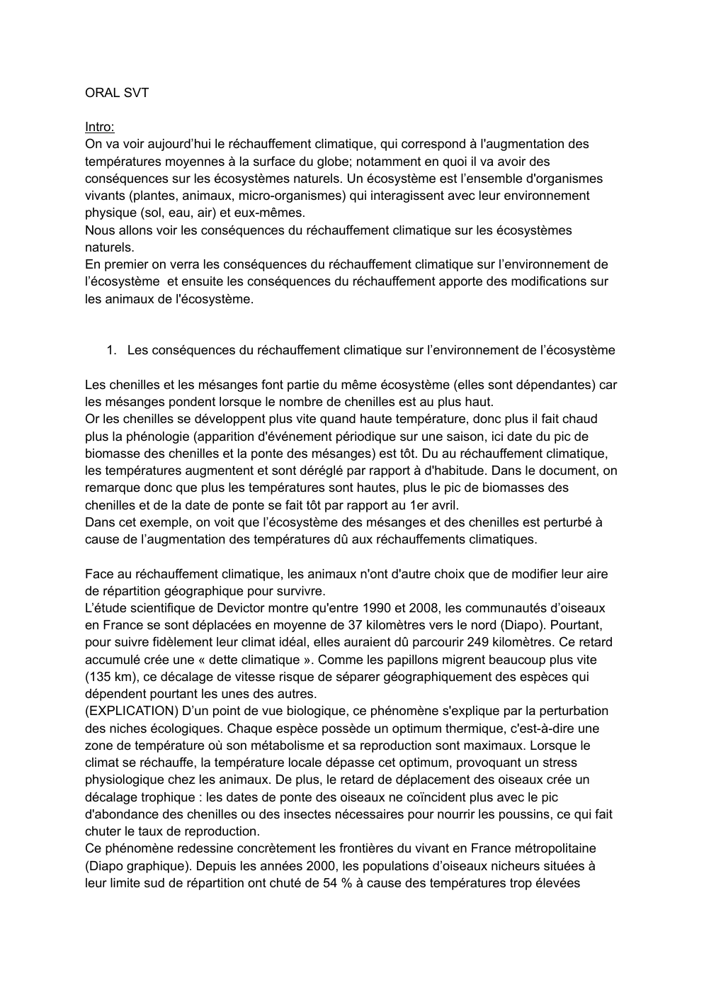 Prévisualisation du document oral SVT-conséquence du réchauffement climatique sur les écosystèmes