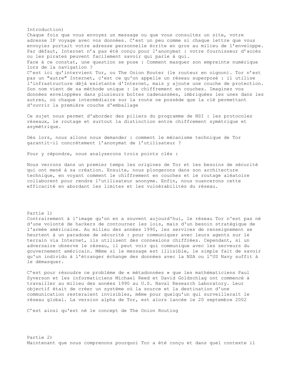 Prévisualisation du document Oral Tor : Comment masquer son empreinte numérique lors de la navigation ?