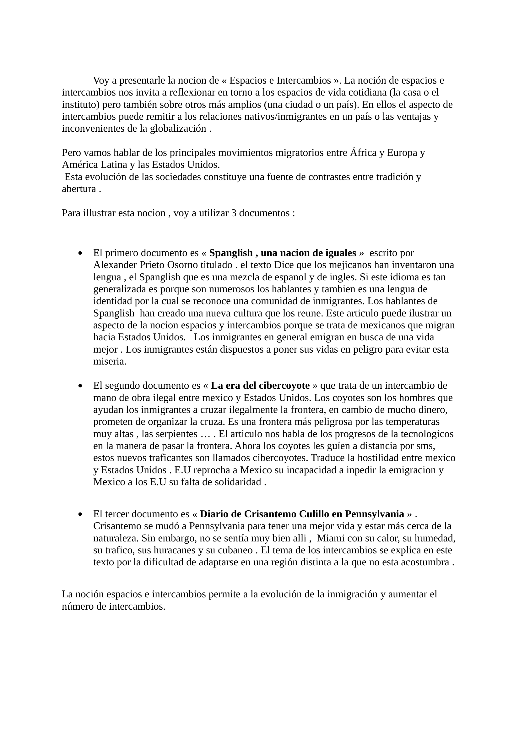 Prévisualisation du document Oraux espagnol