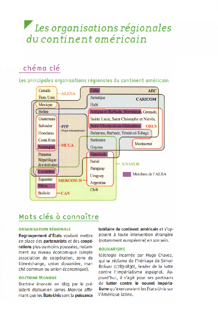 Prévisualisation du document Organisations régionales

à

connaître

AEC

OEA

Association des États de la Carafüe.
Créée en 1994, elle réunit 25 pays.

Organisation...