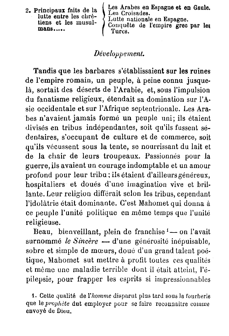 Prévisualisation du document Origine de l'islamisme; principaux faits de la lutte des chrétiens contre les musulmans jusqu'en 1453 (littérature)