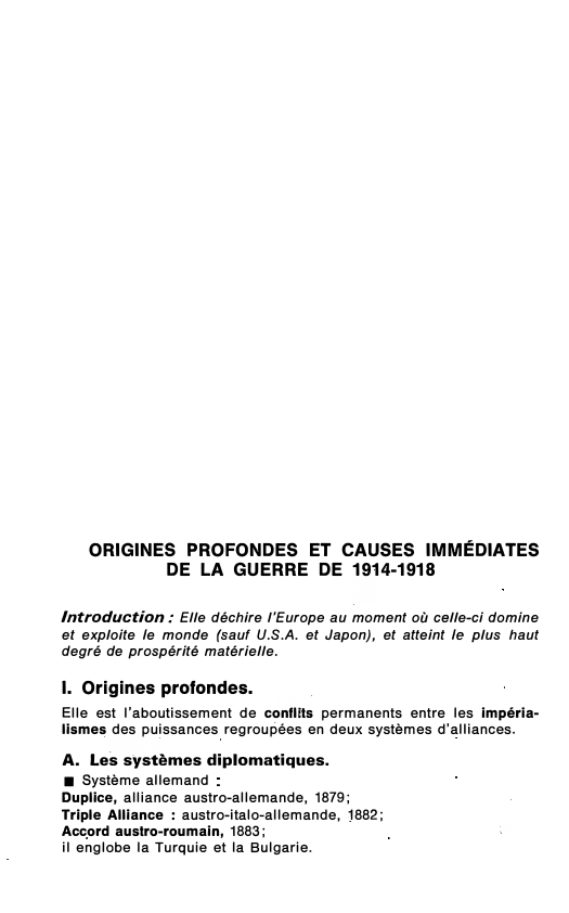 Prévisualisation du document ORIGINES PROFONDES ET CAUSES IMMÉDIATES DE LA GUERRE DE 1914-1918