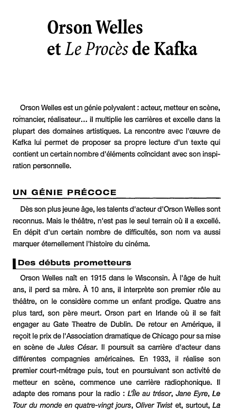Prévisualisation du document Orson Welles et Le Procès de Kafka