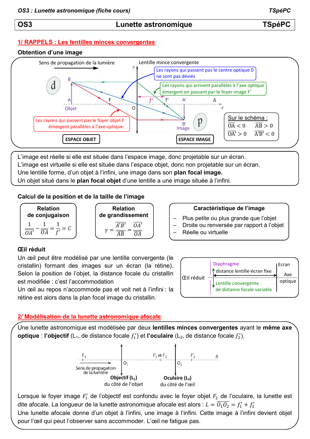 Prévisualisation du document OS3 : Lunette astronomique (fiche cours)