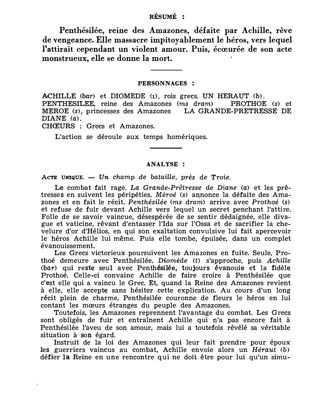 Prévisualisation du document Othmar SCHœCK: PENTHESILEE (résumé & analyse)
