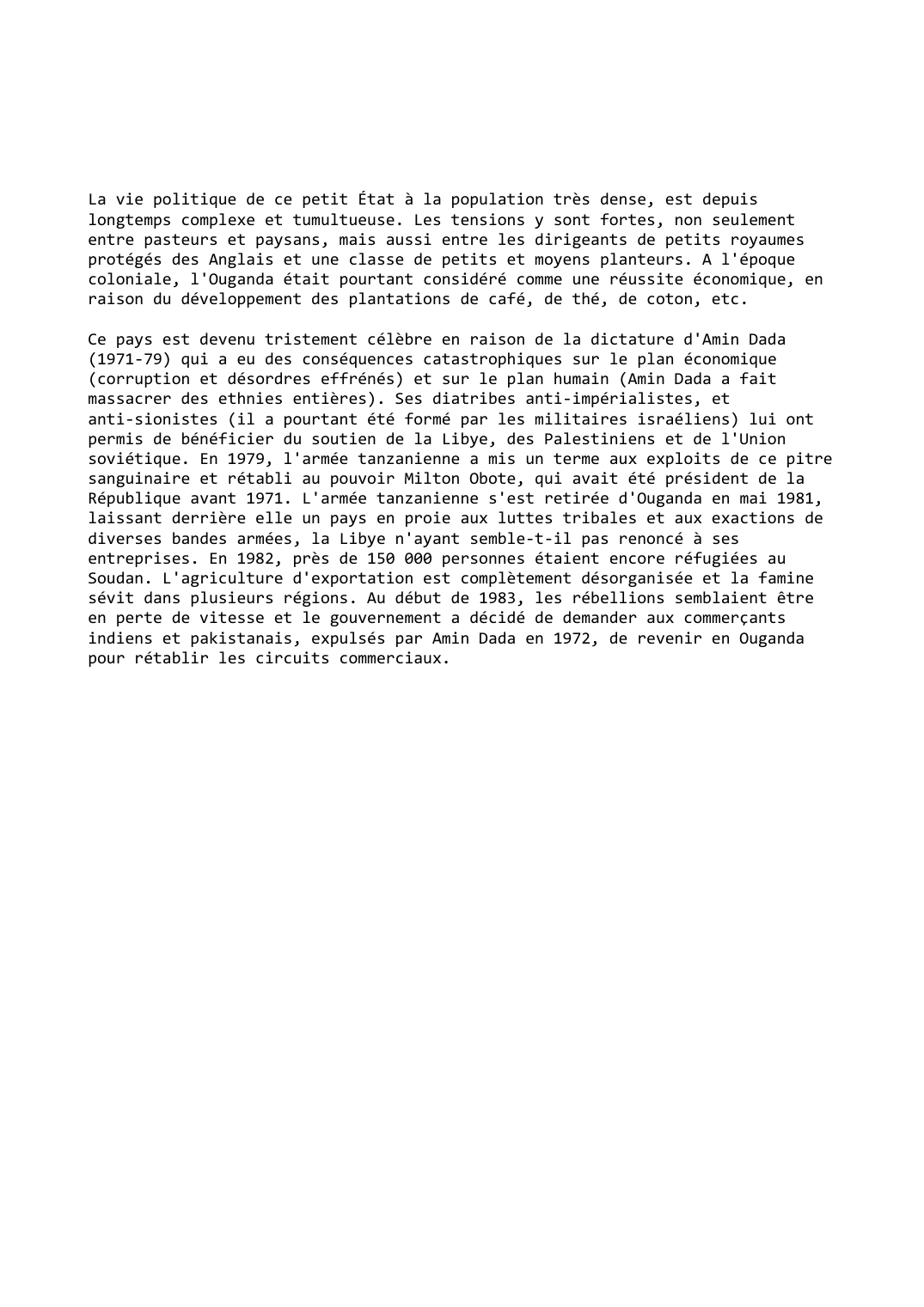Prévisualisation du document Ouganda (1982-1983)