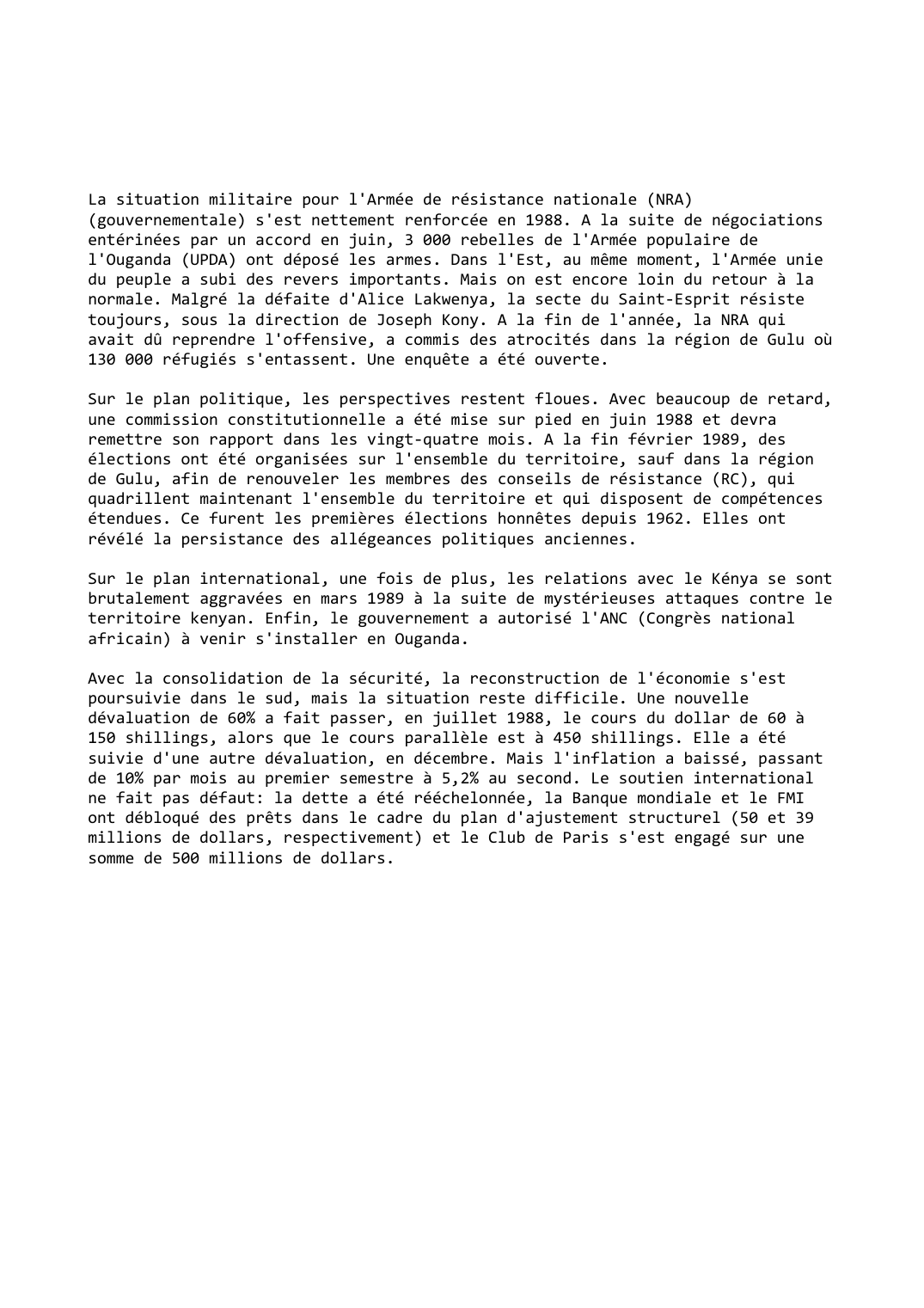 Prévisualisation du document Ouganda (1988-1989)