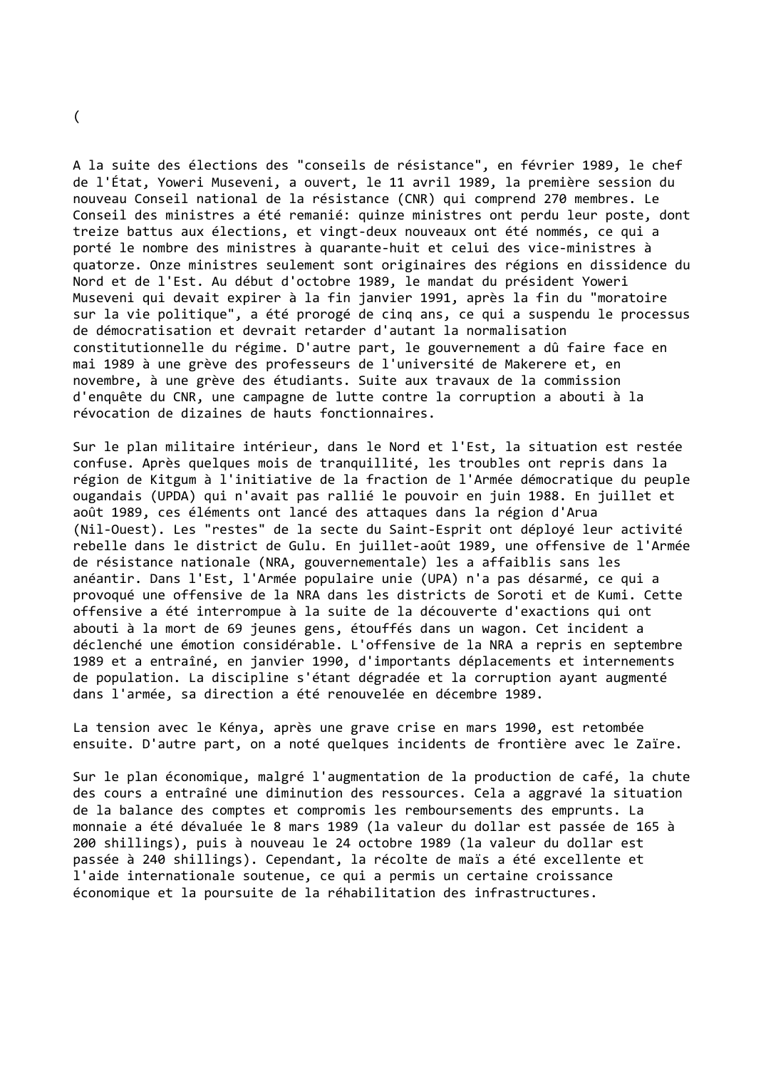Prévisualisation du document Ouganda (1989-1990)
