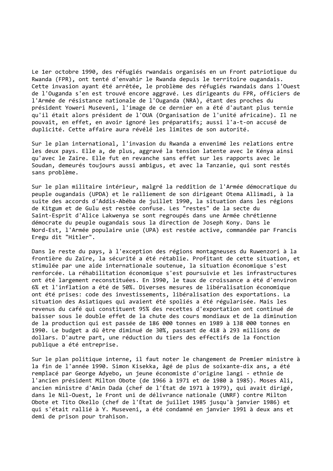 Prévisualisation du document Ouganda (1990-1991)