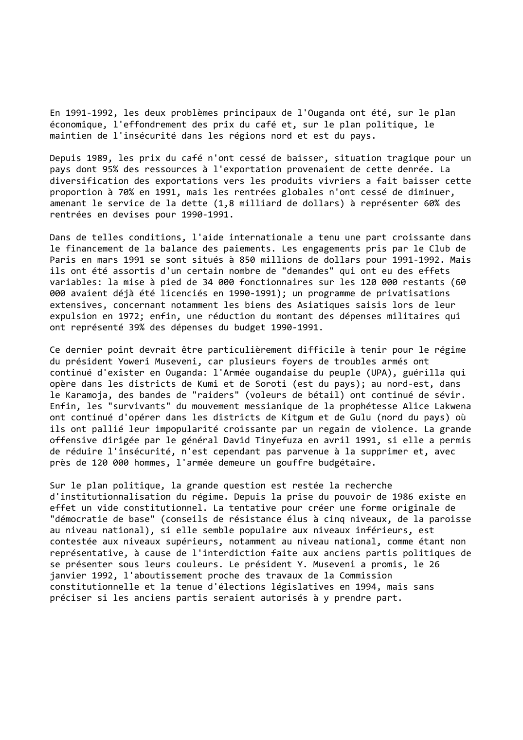 Prévisualisation du document Ouganda 1991-1992