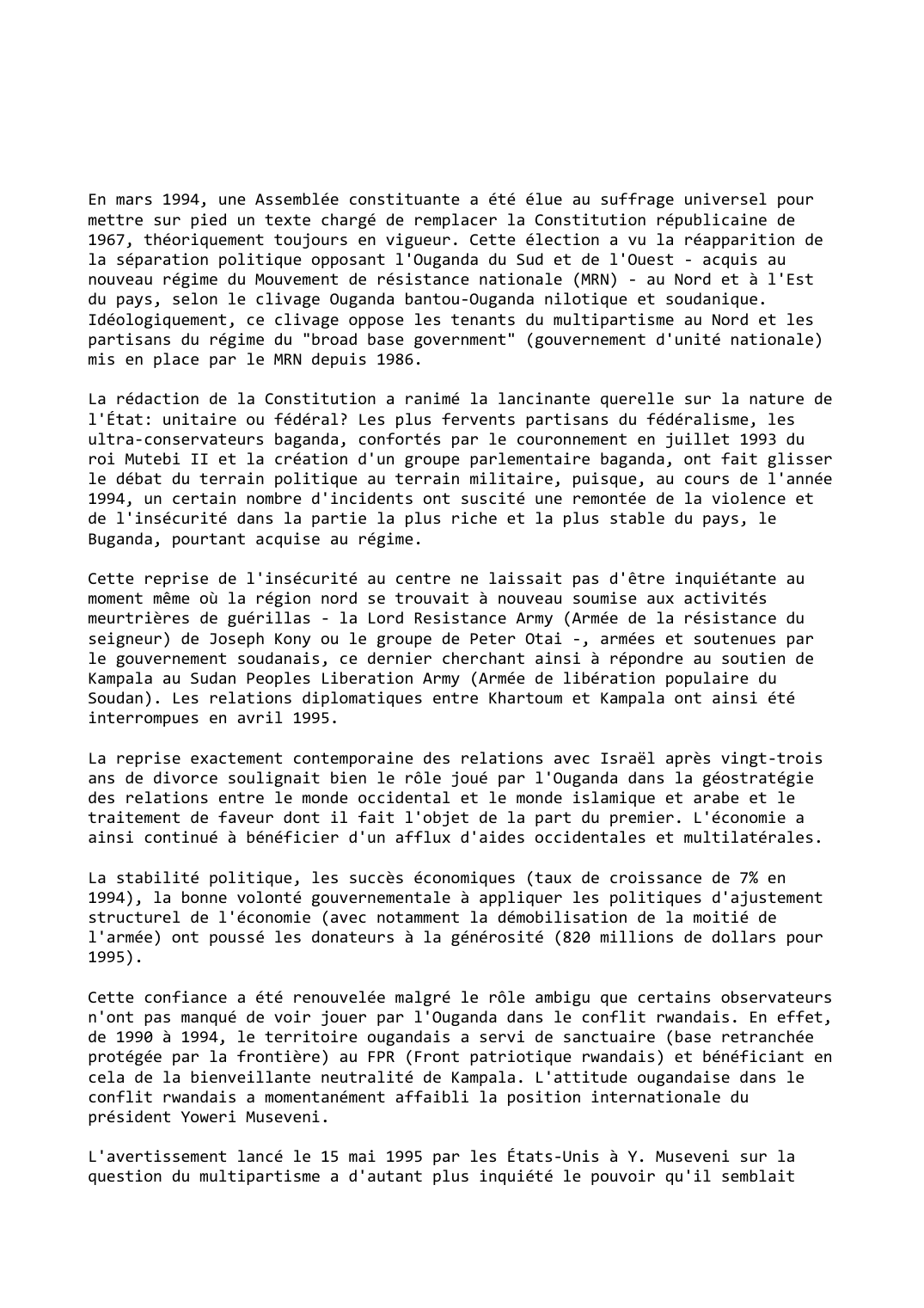Prévisualisation du document Ouganda (1994-1995)