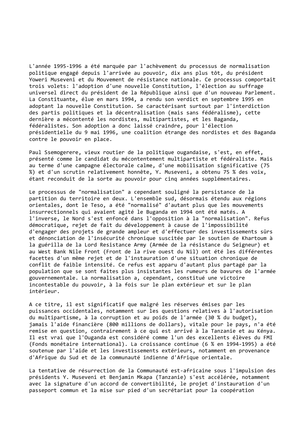 Prévisualisation du document Ouganda (1995-1996)