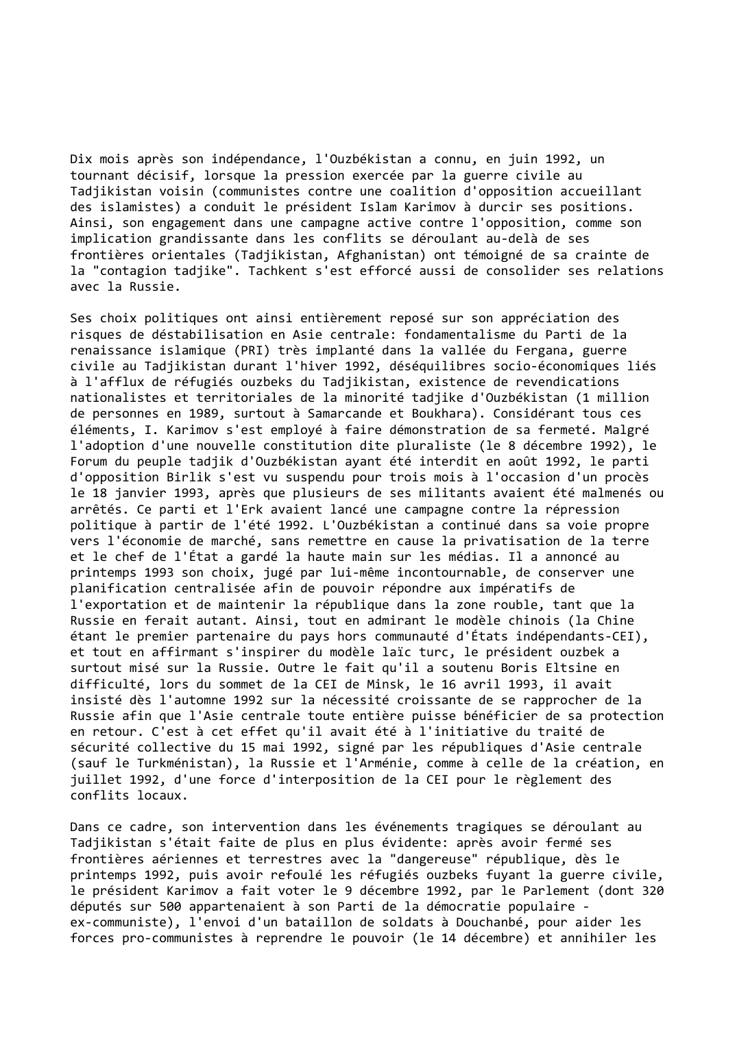 Prévisualisation du document Ouzbékistan (1992-1993)