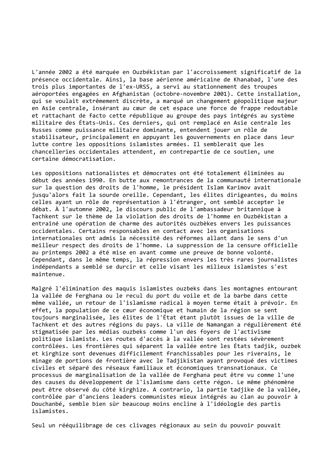 Prévisualisation du document Ouzbékistan (2002-2003): Plate-forme militaire américaine