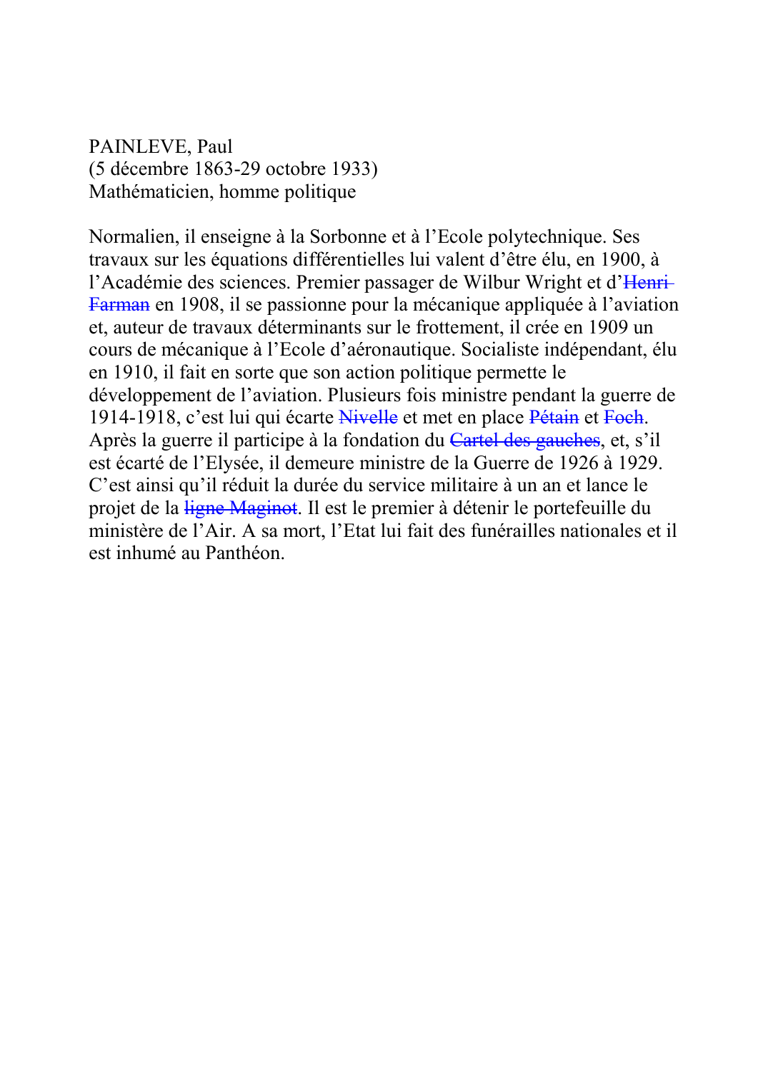 Prévisualisation du document PAINLEVE, Paul (5 décembre 1863-29 octobre 1933) Mathématicien, homme politique  Normalien, il enseigne à la Sorbonne et à l'Ecole polytechnique.