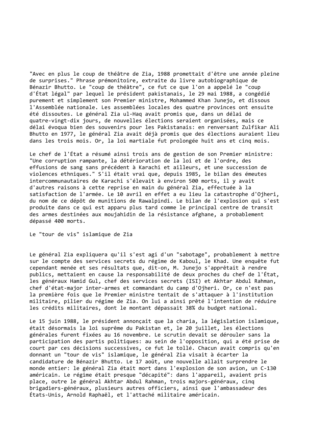 Prévisualisation du document Pakistan (1988-1989): Une démocratie bien fragile