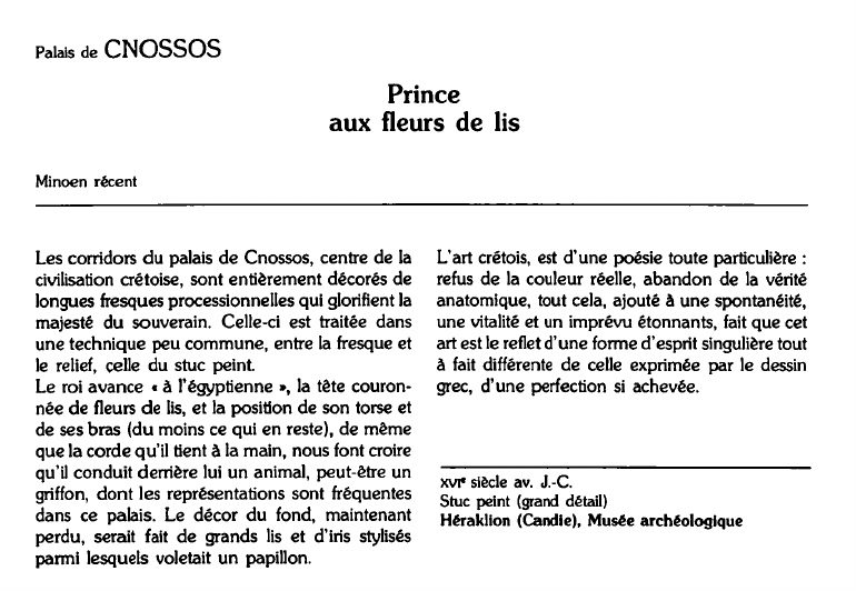 Prévisualisation du document Palais de CNOSSOS:Princeaux fleurs de lis (analyse).