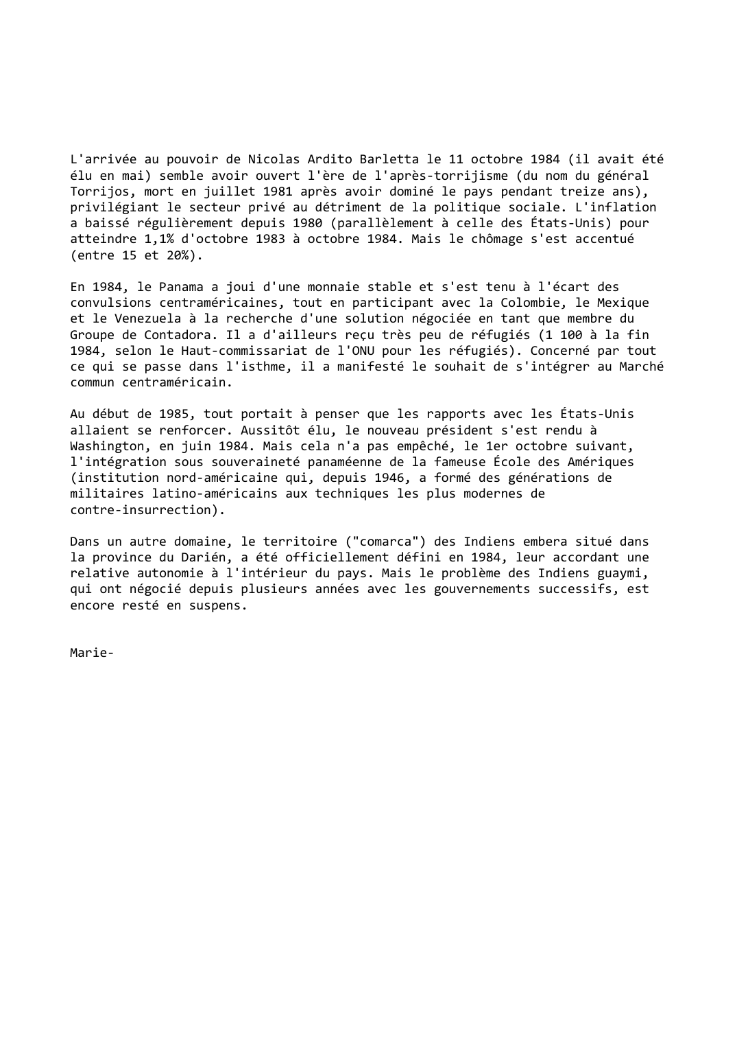 Prévisualisation du document Panama (1984-1985)
