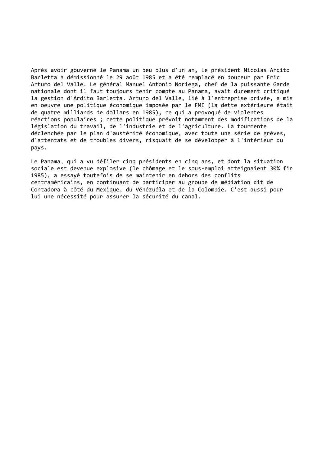 Prévisualisation du document Panama (1985-1986)