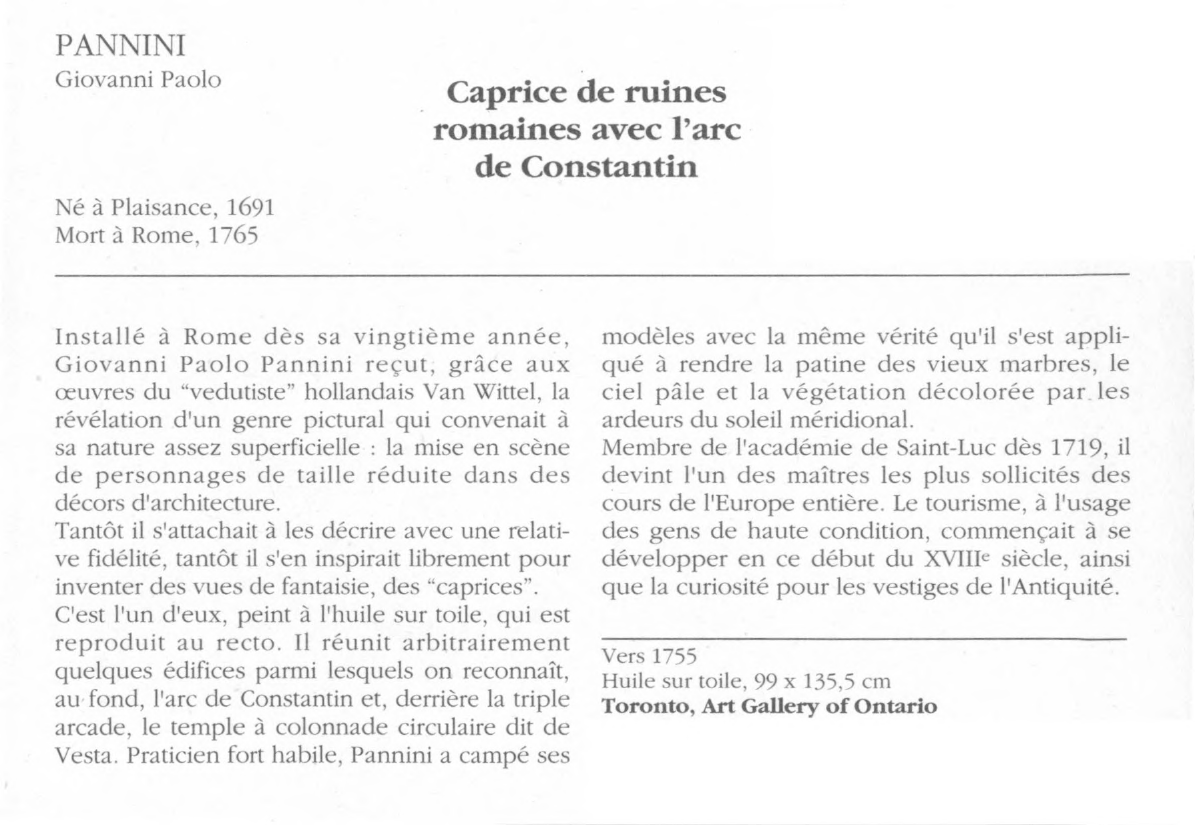 Prévisualisation du document PANNINI Giovanni Paolo : Caprice de ruines romaines avec l'arc de Constantin