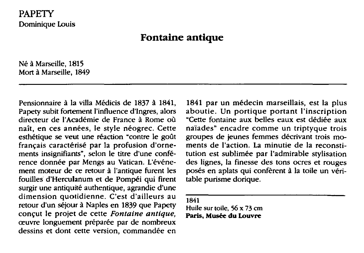 Prévisualisation du document PAPETY Dominique Louis : Fontaine antique