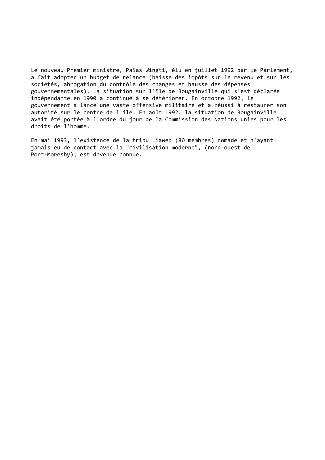 Prévisualisation du document Papouasie-Nouvelle-Guinée (1992-1993)