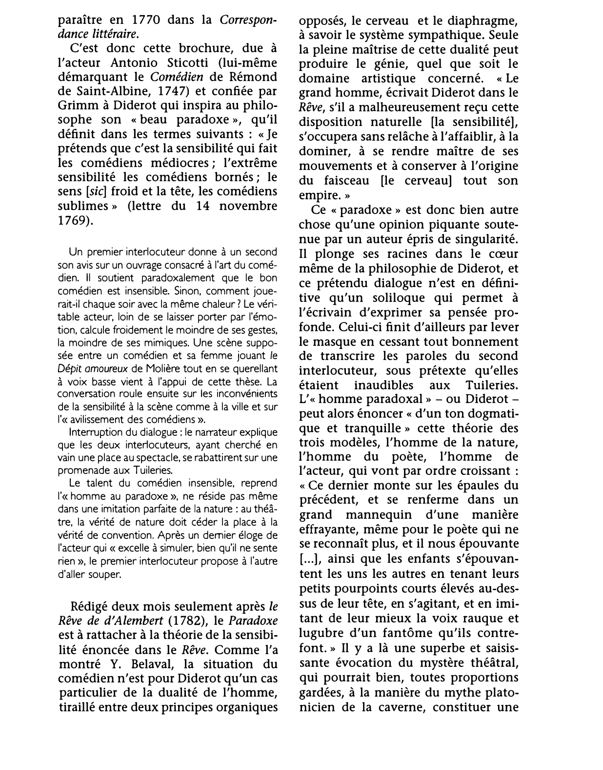 Prévisualisation du document PARADOXE SUR LE COMÉDIEN de Denis Diderot (résumé et analyse de l'oeuvre)